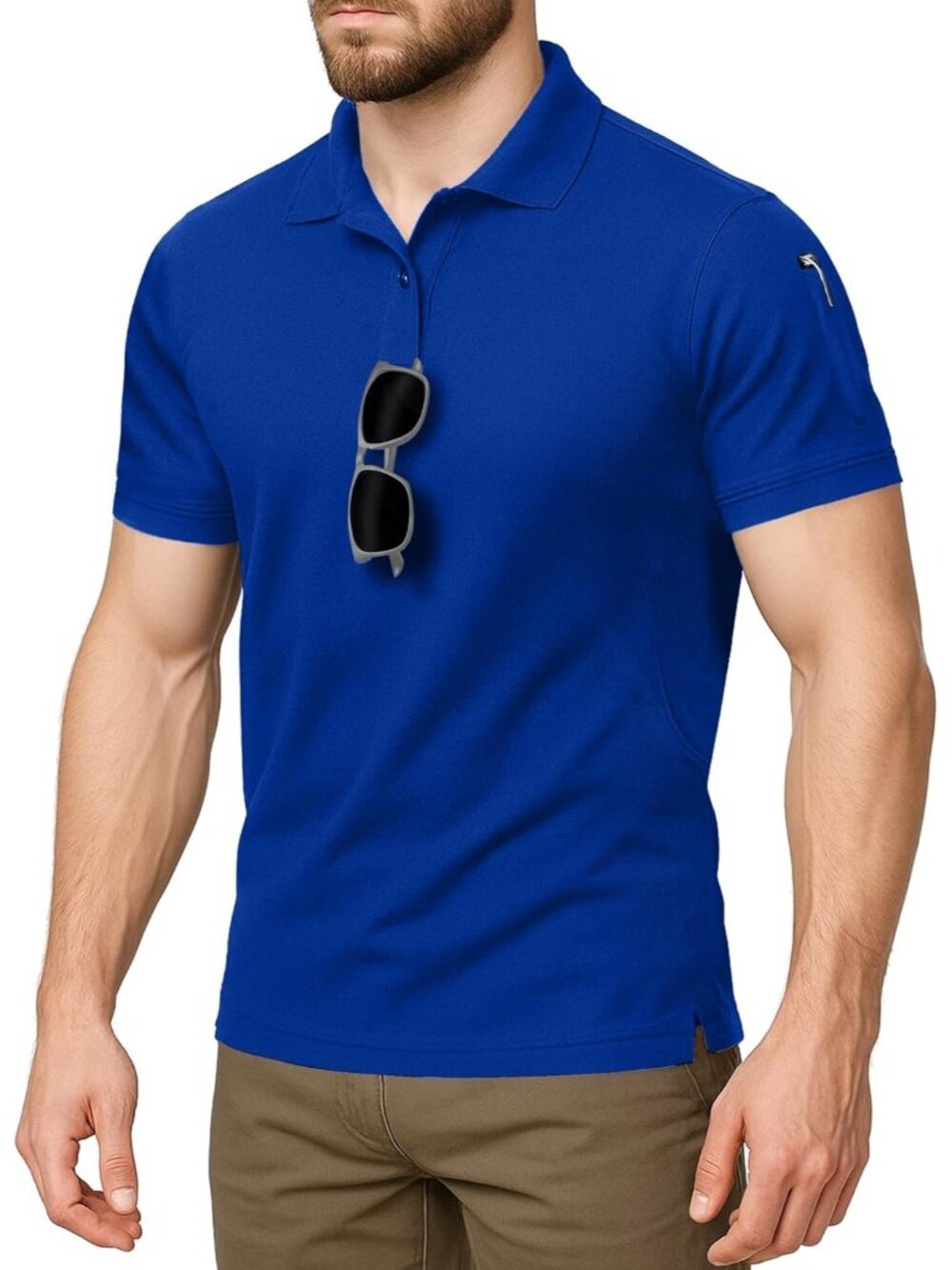 Men’s  BlueUPF 50+ Quick Dry Tactical Golf Polo Shirt Short Sleeve